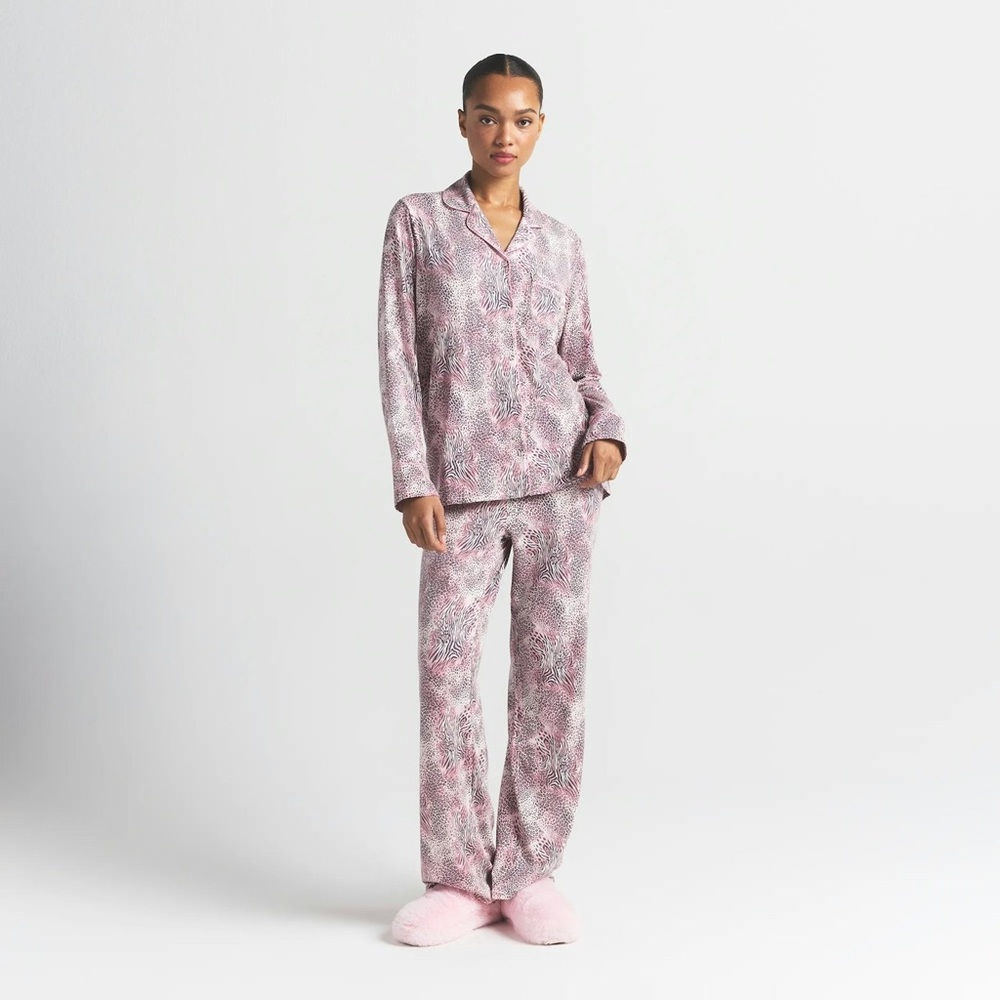 SKIMS Pink Printed Long-Sleeve Pajama Set